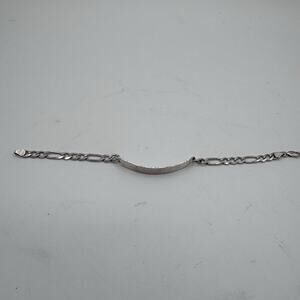 Vintage Italy 925 Sterling Silver Figaro ID Bracelet 8.5” 12.82g Unengraved